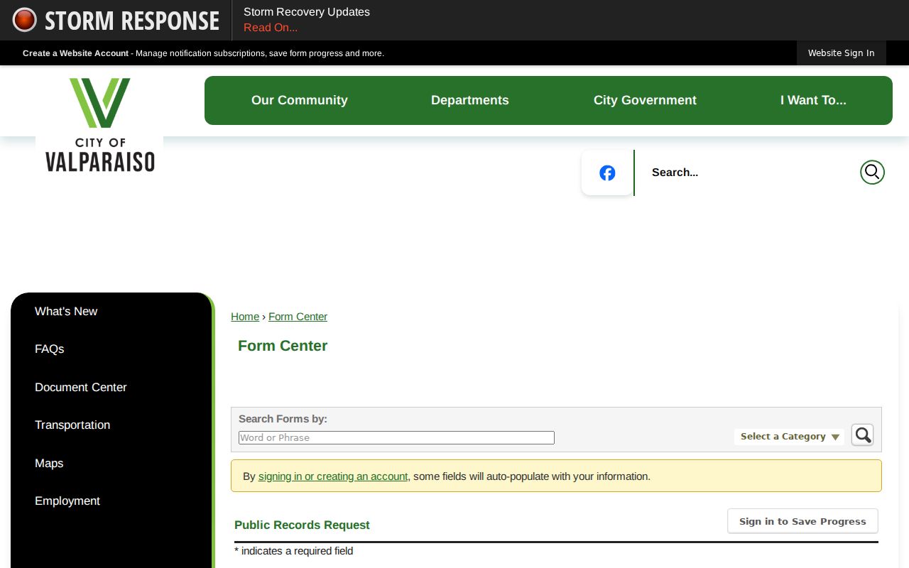 Valparaiso residents directory city records request form