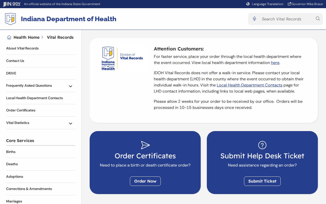 Valparaiso residents directory Indiana vital records access