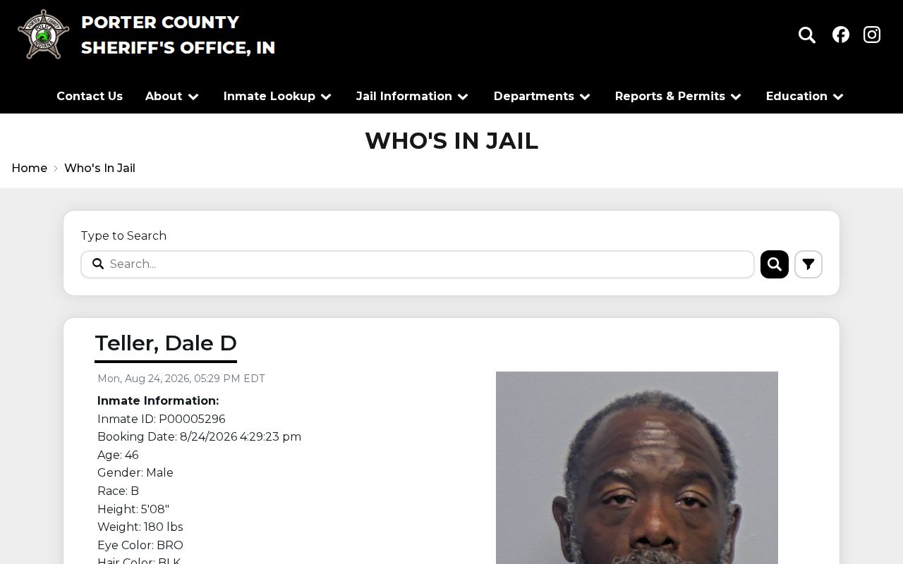 Valparaiso residents directory Porter County jail roster