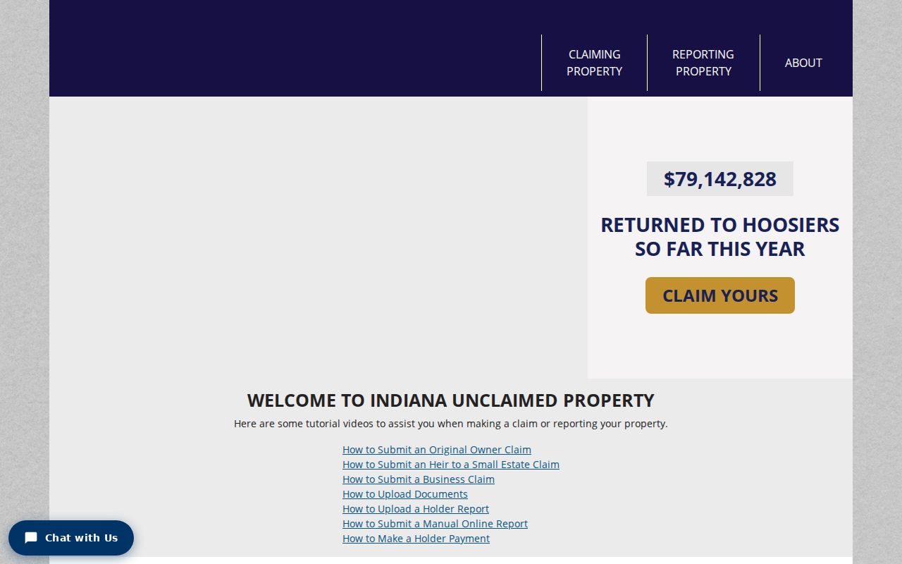 Valparaiso resident lookup in Indiana unclaimed property records